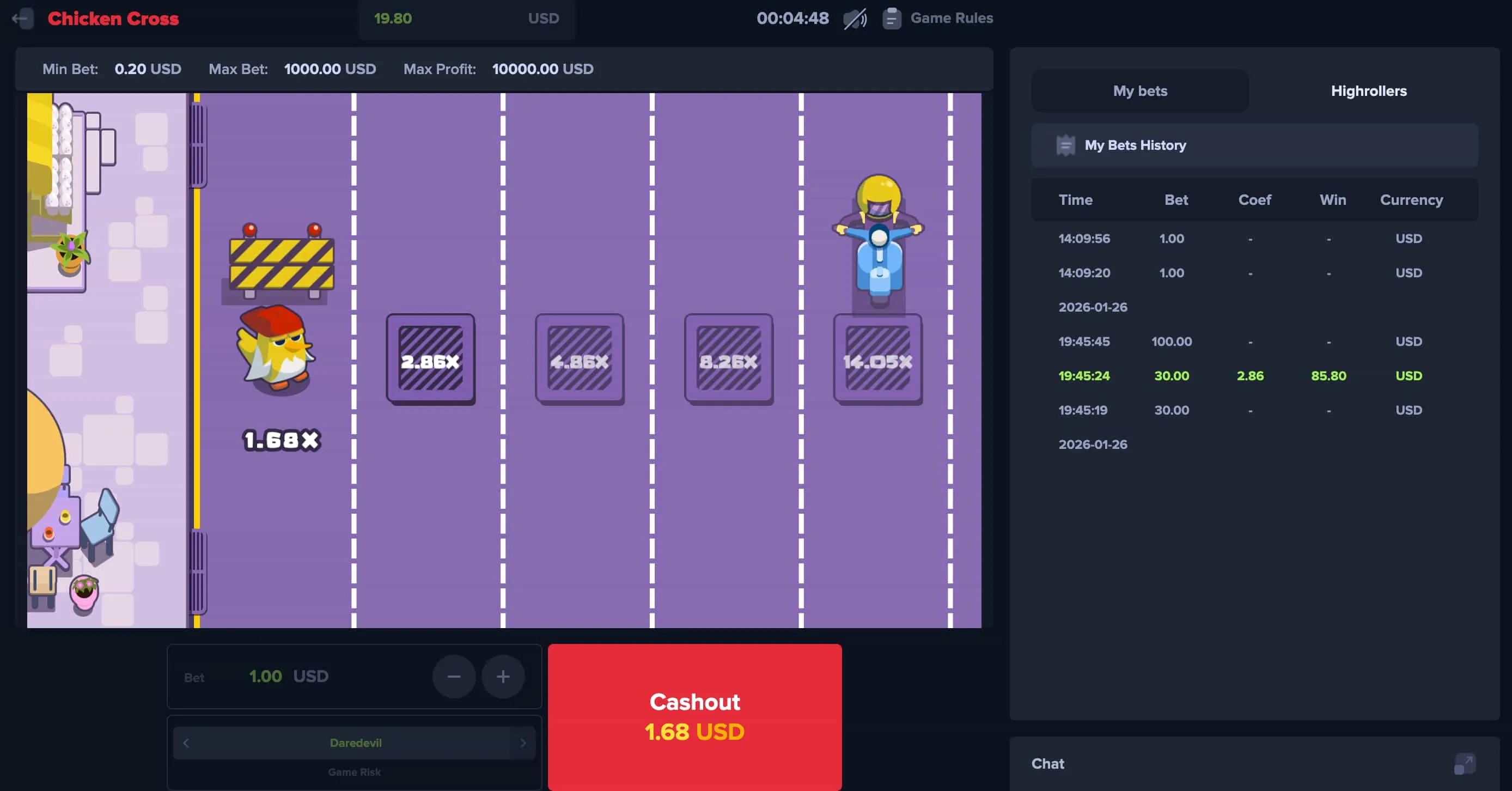Spielstrategien f&uuml;r Chicken Cross entwickeln